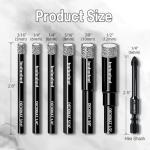 DECKRKAT 7-Piece Dry Diamond Drill Bits & Carbide Tile Drill Bit Set for Tile,Ceramic,Marble,Porcelain,Glass & Granite- 3/16", 1/4" (x2), 5/16", 3/8", 1/2" + 1/4" Masonry Bit