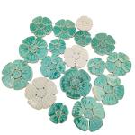 1.1 LB Random Flower Ceramic Mosaic Tiles for DIY Crafts,3 Size Flowers Mosaic Pieces for Artwork,Photo Frames,Cups,Flower Pots,Fish Tank,Vases,Make Stepping Stones (Cracked Ice Green)