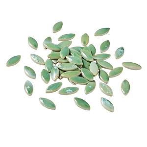 SMANTA 70 Pcs Petal Ceramic Mosaic Tiles, Green, Polished Edge, Cottage Style, Floral Pattern, Glue Down Installation, Suitable for Crafts and Home Decorations