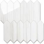 Vamos Tile 1 Sheet Glossy Dolomite White Backsplash Tile Peel and Stick, 12.8 x 12.8 Inch Long Hexagon PVC Self Adhesive Mosaic Wall Tiles Stick on Backsplash for Kitchen and Bathroom