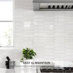 Vamos Tile 1 Sheet Glossy Dolomite White Backsplash Tile Peel and Stick, 12.8 x 12.8 Inch Long Hexagon PVC Self Adhesive Mosaic Wall Tiles Stick on Backsplash for Kitchen and Bathroom