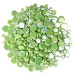 Samjobroad Green Round Iridescent Mosaic Tiles, 300g Glass Mosaic Tiles for Crafts, 4 Sizes Circular Mosaic Tiles for DIY Picture Coaster, Vases, Cups, Green