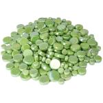 Samjobroad Green Round Iridescent Mosaic Tiles, 300g Glass Mosaic Tiles for Crafts, 4 Sizes Circular Mosaic Tiles for DIY Picture Coaster, Vases, Cups, Green