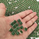 500PCS / 1.1LB Square Ceramic Mosaic Tiles, 0.4 x 0.4 inch Handmade Making Creative Micro Mosaic Tiles for DIY Art and Home Decorations (Green)