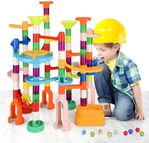 Marble Run for Kids,135 PCS Marble Maze Track Set - Educational Building Block Toys Set for Boys Girls STEM Learning (75 Blocks + 60 Marbles)