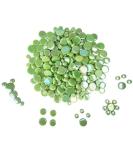 Samjobroad Green Round Iridescent Mosaic Tiles, 300g Glass Mosaic Tiles for Crafts, 4 Sizes Circular Mosaic Tiles for DIY Picture Coaster, Vases, Cups, Green