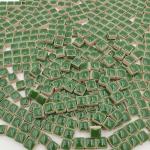 500PCS / 1.1LB Square Ceramic Mosaic Tiles, 0.4 x 0.4 inch Handmade Making Creative Micro Mosaic Tiles for DIY Art and Home Decorations (Green)