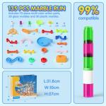 Marble Run for Kids,135 PCS Marble Maze Track Set - Educational Building Block Toys Set for Boys Girls STEM Learning (75 Blocks + 60 Marbles)