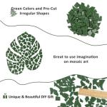 Youway Style Green Glass Mosaic Tiles for Crafts Bulk,200g Broken Glass Tiles for DIY Mosaic Art Decor,Garden Mosaic Supplies Pieces