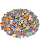 Samjobroad Green Round Iridescent Mosaic Tiles, 300g Glass Mosaic Tiles for Crafts, 4 Sizes Circular Mosaic Tiles for DIY Picture Coaster, Vases, Cups, Green