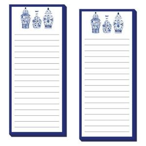 FYSUIMU 2Pcs Blue Chinoiserie Magnetic Notepads Grocery Shopping List Memo Pad Ginger Jars Porcelain Ming Vase Tile List To-Do Paper Pad for Home Kitchen Fridge Decor