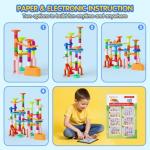 Marble Run for Kids,135 PCS Marble Maze Track Set - Educational Building Block Toys Set for Boys Girls STEM Learning (75 Blocks + 60 Marbles)