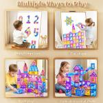 Magnetic Tiles Educational Toys, 50PCS Magnetic Blocks Building Set with Marbles Run for Kids Ages 4-8, Magnet Tiles STEM Learning & Sensory Toys for Girls Boys Perfect Preschool Toy for Toddlers 3-5