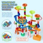 Marble Run for Kids,135 PCS Marble Maze Track Set - Educational Building Block Toys Set for Boys Girls STEM Learning (75 Blocks + 60 Marbles)