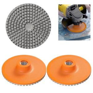 BURMONG 4" Diamond Polishing Pads for Angle Grinder, 5/8"-11 UNC Wet/Dry Stone & Concrete Polishing Discs for Granite, Marble, Tile, Quartz, Ceramic(3-Pack)