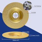 HXIN Brazed Diamond Grinding Disc Profiling Wheel on Granite Marble Ceramic Tile Porcelain Natural Stone Masonry for Dry Use 22.23mm 7/8" Shaft Connected to Angle Grinder (Medium, 1)