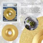 HXIN Brazed Diamond Grinding Disc Profiling Wheel on Granite Marble Ceramic Tile Porcelain Natural Stone Masonry for Dry Use 22.23mm 7/8" Shaft Connected to Angle Grinder (Medium, 1)