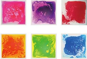 Crystiles Six (6) Assorted Color 12''X 12'' Liquid Floor Tile - ASTM, BS EN71, CPSIA Certified,Liquid Sensory Floor Decorative Tiles, 6 Tiles