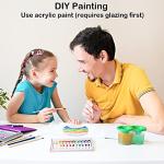 24 Pack Ceramic Tiles for Crafts with 2 Holders, White Unglazed Blank Ceramic Costers with Self-Adhesive Cork Backing Pads for Acrylic Pouring, Painting, Make Your Own DIY Coasters (Round)