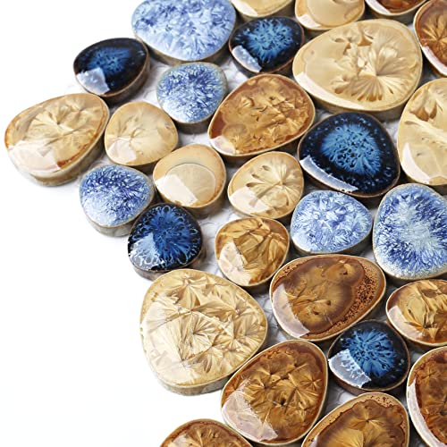 Blujellyfish Blue Mosaic Ceramic Shower Floor Tile