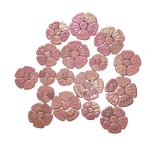 1.1 LB Random Iridescent Flower Ceramic Mosaic Tiles for DIY Crafts,3 Size Flowers Mosaic Pieces for Artwork,Photo Frames,Cups,Flower Pots,Fish Tank,Vases,Make Stepping Stones (Pink)