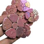 1.1 LB Random Iridescent Flower Ceramic Mosaic Tiles for DIY Crafts,3 Size Flowers Mosaic Pieces for Artwork,Photo Frames,Cups,Flower Pots,Fish Tank,Vases,Make Stepping Stones (Pink)