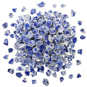Honeydak 3.3 lb Porcelain Ceramic Mosaic Tiles for Crafts, Glazed Irregular Blue and White Porcelain Pieces for Mosaic Art, Bathroom Kitchen Backsplash, Pool, Plant Pot Decoration(Style 1)
