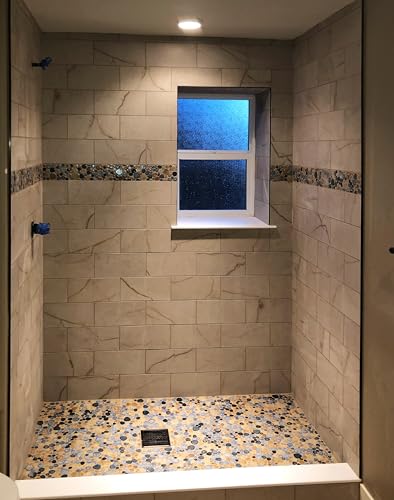 Blujellyfish Blue Mosaic Ceramic Shower Floor Tile