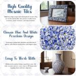 Honeydak 3.3 lb Porcelain Ceramic Mosaic Tiles for Crafts, Glazed Irregular Blue and White Porcelain Pieces for Mosaic Art, Bathroom Kitchen Backsplash, Pool, Plant Pot Decoration(Style 1)
