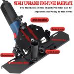 45 Degree Angle Grinder Tile Chamfering Bracket, Adjustable Cutting Guide compatible with 4-1/2'' and 5'' Angle Grinders, for Ceramic, Glass, Stone, Glazed Flooring, Thickened Metal