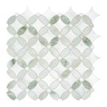 SUNWINGS 10-Sheet Peel and Stick Backsplash Coin Waterjet Tile, 11.2" x 11.2" Green Marble Looks Self Adhesive Wall Tile Stick on Backsplash for Kitchen, Bathroom, Fireplace, Shower