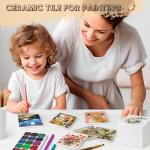 60 Pieces Sublimation Coasters, GOH DODD Glossy Ceramic Tiles Glazed Blanks with Cork for DIY Alcohol Ink Heat Transfer Painting Housewarming Gifts Wedding Arts Crafts School Education, Square, 4 Inch