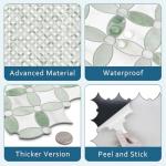 SUNWINGS 10-Sheet Peel and Stick Backsplash Coin Waterjet Tile, 11.2" x 11.2" Green Marble Looks Self Adhesive Wall Tile Stick on Backsplash for Kitchen, Bathroom, Fireplace, Shower