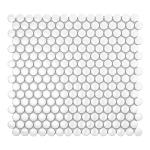 Ceramic Penny Round Tile Sample, Glossy Cotton White 4 X 5 in. Porcelain Wall Backsplash & Floor Decorative Mosaic Tile Sheets, Strong, Easy Install for Kitchens, Bathrooms, Vanity Decor/Remodel
