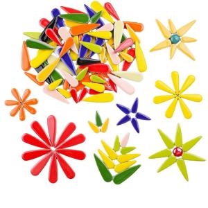 1.1lb Mixed Color Ceramic Mosaic Tiles, Craft Waterdrop Mosaic Pieces for DIY Art, Home Decor, Vase & Flower Pot Filling (Waterdrop)