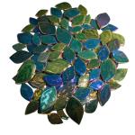 1.1LB Iridescent Leaves Ceramics Mosaic Tiles,Making Creative 3 Size Ceramic Mosaic Pieces for DIY Craft,Flowerpots,Vases,Cups,Garden Decor Mosaic Making Supplies (Peacock Green)