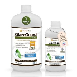 CoverTec GlazeGuard Satin Porcelain & Ceramic Tile Sealer - Floor, Wall & Shower Sealer for Stone Tile Surfaces - 2-Part Professional Grade Kit, 1 Quart