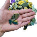 1.1LB Iridescent Leaves Ceramics Mosaic Tiles,Making Creative 3 Size Ceramic Mosaic Pieces for DIY Craft,Flowerpots,Vases,Cups,Garden Decor Mosaic Making Supplies (Peacock Green)