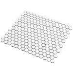 Ceramic Penny Round Tile Sample, Glossy Cotton White 4 X 5 in. Porcelain Wall Backsplash & Floor Decorative Mosaic Tile Sheets, Strong, Easy Install for Kitchens, Bathrooms, Vanity Decor/Remodel