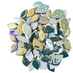 1.1LB Iridescent Leaves Ceramics Mosaic Tiles,Making Creative 3 Size Ceramic Mosaic Pieces for DIY Craft,Flowerpots,Vases,Cups,Garden Decor Mosaic Making Supplies (Peacock Green)