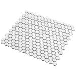 Ceramic Penny Round Tile Sample, Glossy Cotton White 4 X 5 in. Porcelain Wall Backsplash & Floor Decorative Mosaic Tile Sheets, Strong, Easy Install for Kitchens, Bathrooms, Vanity Decor/Remodel