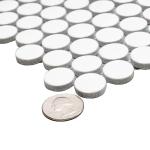 Ceramic Penny Round Tile Sample, Glossy Cotton White 4 X 5 in. Porcelain Wall Backsplash & Floor Decorative Mosaic Tile Sheets, Strong, Easy Install for Kitchens, Bathrooms, Vanity Decor/Remodel