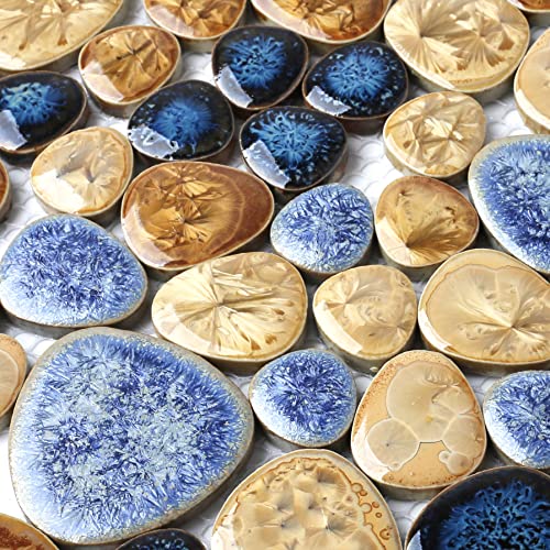 Blujellyfish Blue Mosaic Ceramic Shower Floor Tile