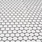 Ceramic Penny Round Tile Sample, Glossy Cotton White 4 X 5 in. Porcelain Wall Backsplash & Floor Decorative Mosaic Tile Sheets, Strong, Easy Install for Kitchens, Bathrooms, Vanity Decor/Remodel