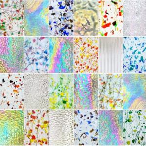 PALJOLLY 24 Sheets Clear Iridescent and Confetti Stained Glass Sheet Variety Pack, 4 x 6 inch Cathedral Art Glass Mosaic Tiles for Crafts, Stained Glass Supplies for Projects Mosaics