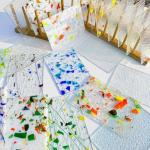 PALJOLLY 24 Sheets Clear Iridescent and Confetti Stained Glass Sheet Variety Pack, 4 x 6 inch Cathedral Art Glass Mosaic Tiles for Crafts, Stained Glass Supplies for Projects Mosaics