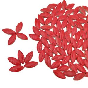 1.1lb Ceramic Mosaic Tiles for Crafts, Leaf Mosaic Pieces Porcelain Mosaic Tiles for Mosaic DIY, Stained Ceramics Supplies (Red)