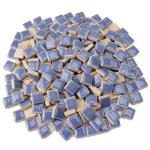 Samjobroad Sky Blue Mosaic Tiles,12mm Square Shapes Glass Tiles for Crafts,300g/200pcs Glazed Porcelain Tiles for Mosaic Art Projects and Outdoor Decorations