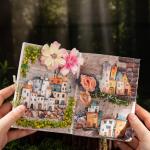 60Pcs Dream Builder Series Washi Paper Scrapbook Stickers, Window Porcelain Wood Stone Roof Texture Stickers Kit for Scrapbooking, Junk Journal Ephemera, DIY Crafts Waterproof Journaling Supplies