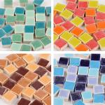 PINUO&KE 200 Pieces / 200 g Square Shapes 0.4x0.4 inch Mosaic Tiles Square Ceramic Mosaic Mosaic Glass Pieces for Home Decoration or DIY Crafts - Dark Blue